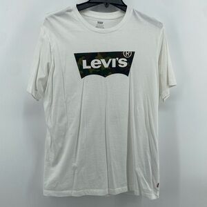 Levi’s |‎ Women’s Off-White Camouflage Design Logo Tee | Large |